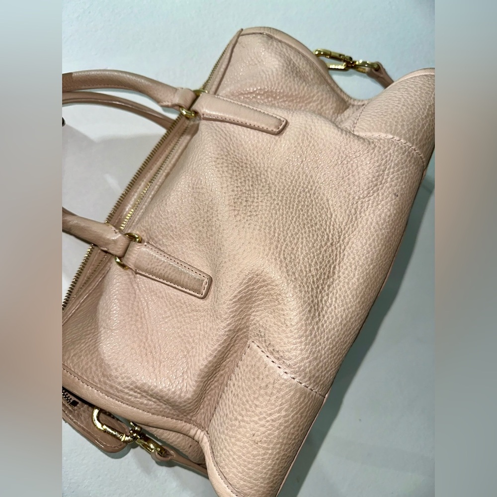Tory Burch Pink Pebbled Leather Satchel with Gold Logo - Picture 14 of 16